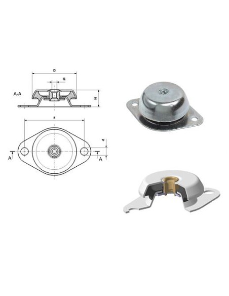 Rezgéscsillapító gumibak átszakadás gátlóval